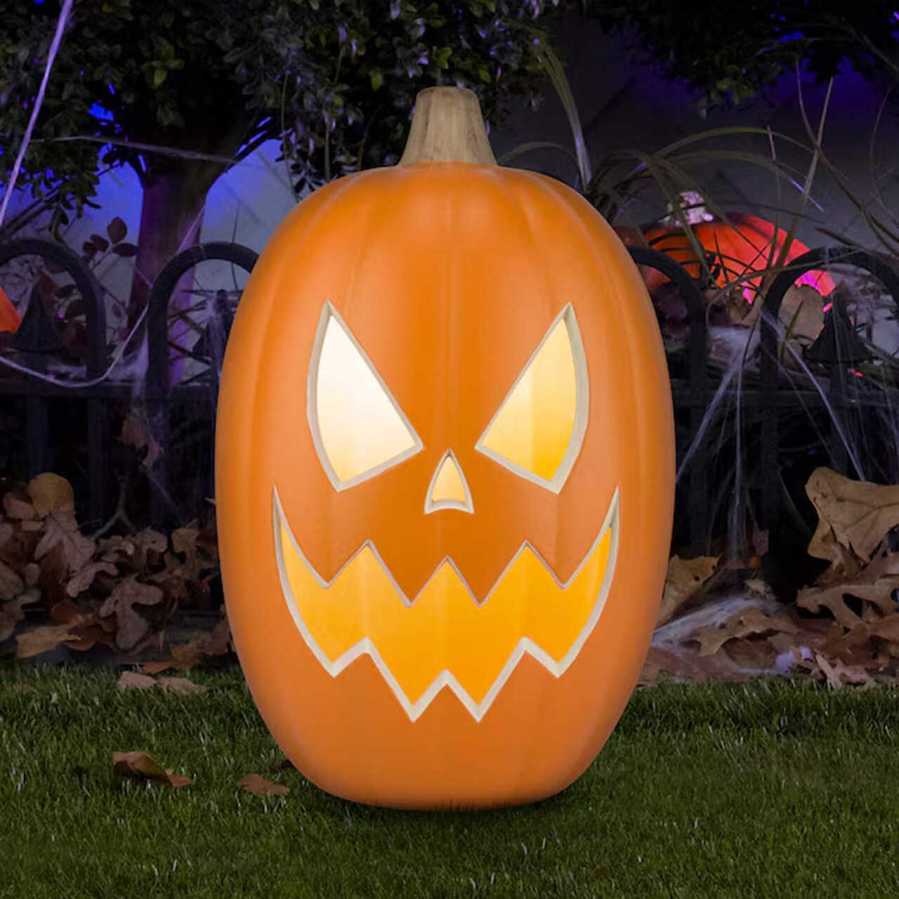 1.5-ft Pre Lit Halloween Jack-O-Lantern Pumpkin Decor with Flickering LED Light